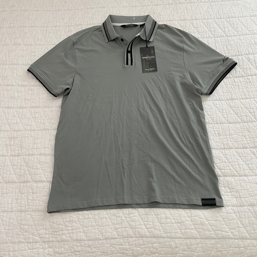 Kenneth Cole New York Mens City Dweller Polo Shirt Stormy Blue KQ9D95SYA New M